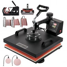 VEVOR Prensa de Calor Prensa Térmica Máquina de Sublimación 95-232 °C Máquina de Prensado en Calor Aluminio Hierro y Plástico 38 x 38 cm Negro para