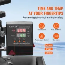 VEVOR Prensa de Calor Prensa Térmica Máquina de Sublimación 95-232 °C Máquina de Prensado en Calor Aluminio Hierro y Plástico 38 x 38 cm Negro para