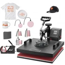 VEVOR - Prensa térmica 8 en 1 para camisetas de 38 x 38 cm, con giro de 360°, prensa térmica profesional para sublimación, vinilo y transferencia térmica.