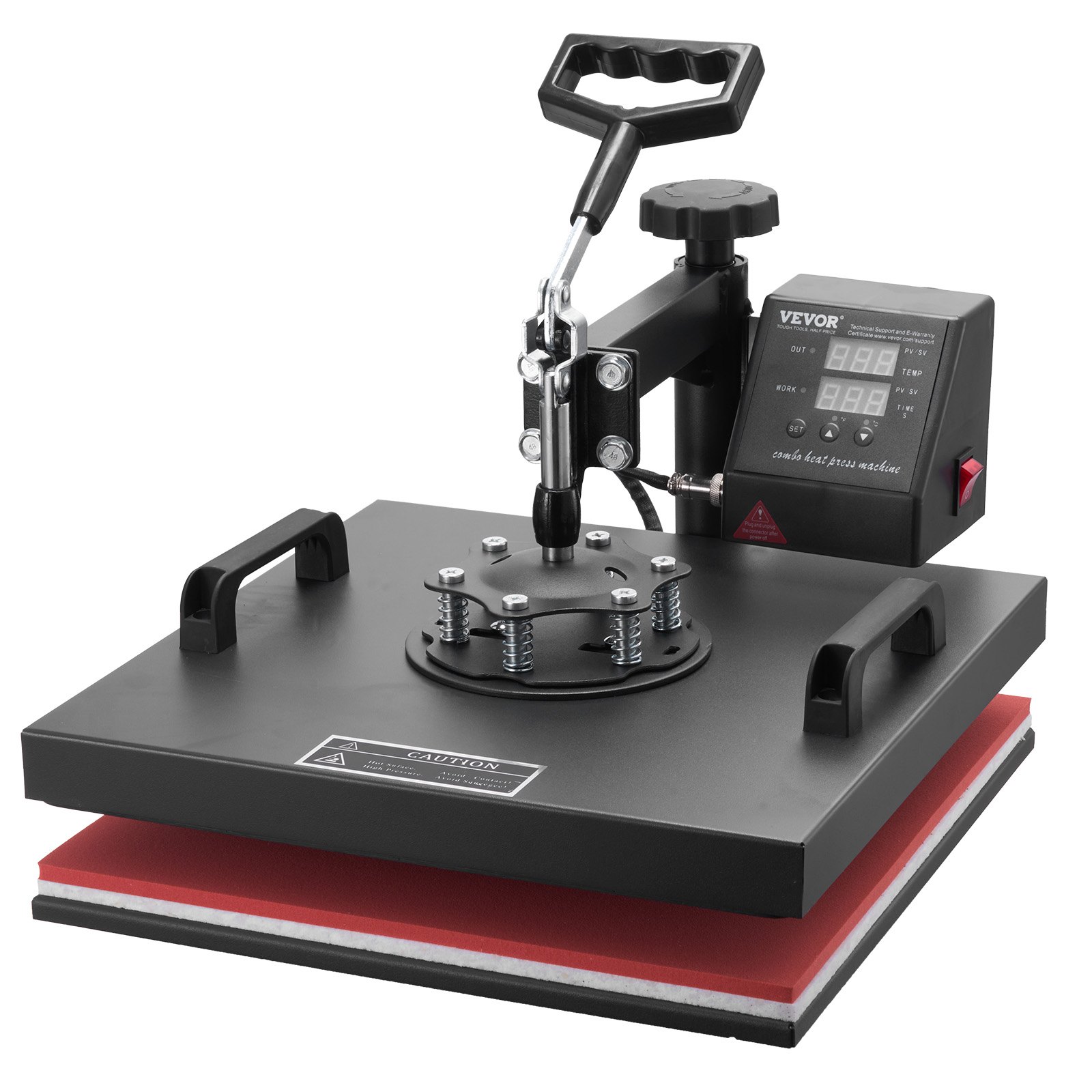 VEVOR - Prensa térmica 8 en 1 para camisetas de 38 x 38 cm, con giro de 360°, prensa térmica profesional para sublimación, vinilo y transferencia térmica.