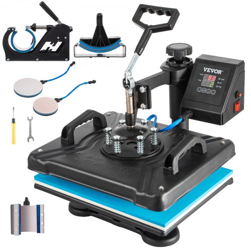 VEVOR Prensa de Calor Prensa Térmica Máquina de Sublimación 30 x 38 cm 95-232 °C Máquina de Prensado en Calor 1050 W Negro y Azul para Camiseta