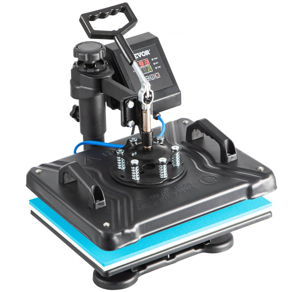 Máquina de prensado térmico VEVOR con pantalla digital y plataforma con resorte.