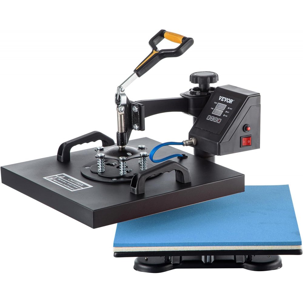 Máquina de prensado térmico VEVOR con controles digitales y diseño tipo concha.