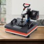 Máquina de prensado térmico VEVOR sobre una mesa de madera en una habitación luminosa y moderna.