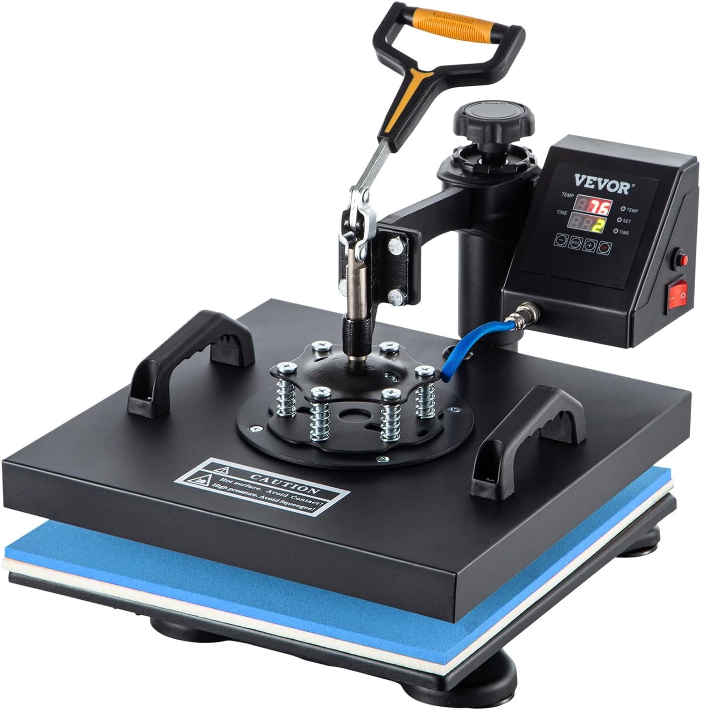Máquina de prensado térmico VEVOR con pantalla digital y mango ergonómico.