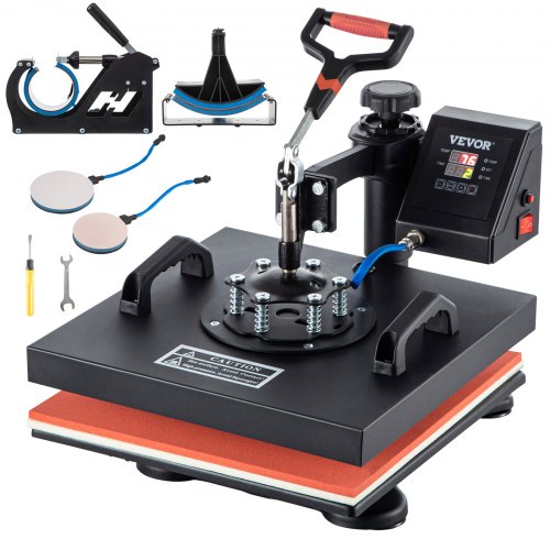 VEVOR 5 en 1 prensa de calor Prensa Térmica Máquina de Sublimación 15 X 15 sublimación Digital Clamshell para placa de tapa de taza Diy