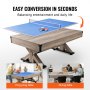 Mesa de billar combinada VEVOR, mesa de billar 3 en 1 de 7 pies con mesa de comedor, billar y tenis, incluye juego completo de accesorios, color madera con tela gris, perfecta para salas de juegos familiares, niños y adultos