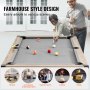 Mesa de billar VEVOR, 3 en 1, de 2,13 m, con mesa de comedor, billar y tenis, incluye juego completo de accesorios, color madera con tela gris, ideal para salas de juegos familiares, niños y adultos.