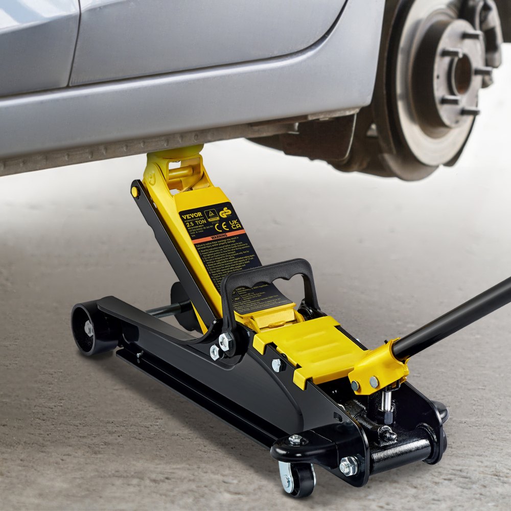 VEVOR Gato de Bajo Perfil de Acero Carga Máxima de 2,5 T Gato Hidráulico para Coche Rango de Elevación 85-380 mm Bomba Hidráulica Simple Gato Carretilla para Coches Familiares, Camiones, Todoterrenos