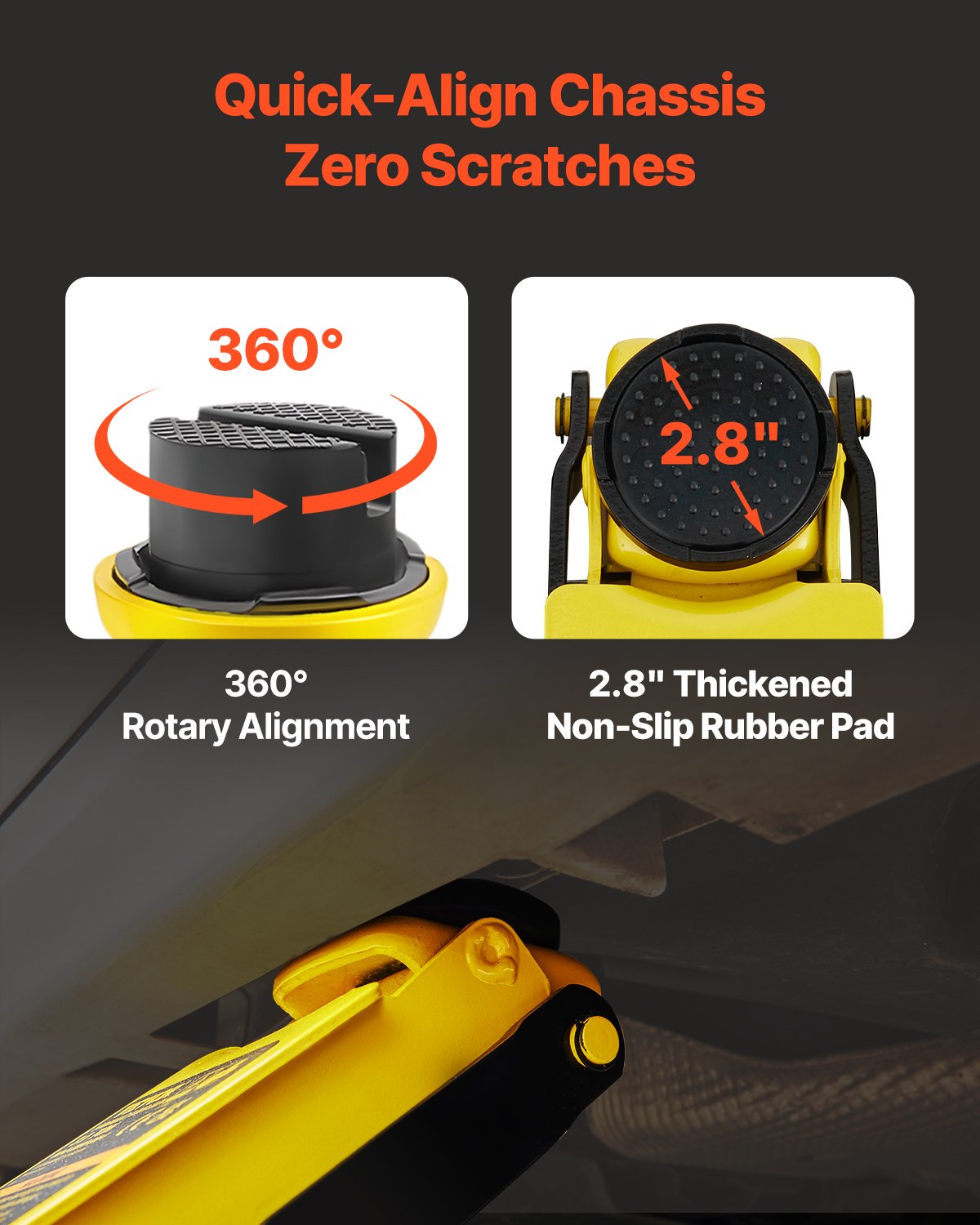VEVOR Gato de Bajo Perfil de Acero Carga Máxima de 2,5 T Gato Hidráulico para Coche Rango de Elevación 85-380 mm Bomba Hidráulica Simple Gato Carretilla para Coches Familiares, Camiones, Todoterrenos