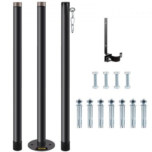 VEVOR Soporte de poste de luz de cadena 3 m al aire libre Acero con pinzas Negro