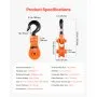 Bloque de arranque VEVOR de 2 toneladas con gancho giratorio, polea de 3", cable de acero de 3/8", polea de alta resistencia de 4400 lb para operaciones de remolque y recuperación en grúas, grúas de rescate, cabrestantes para transporte de automóviles