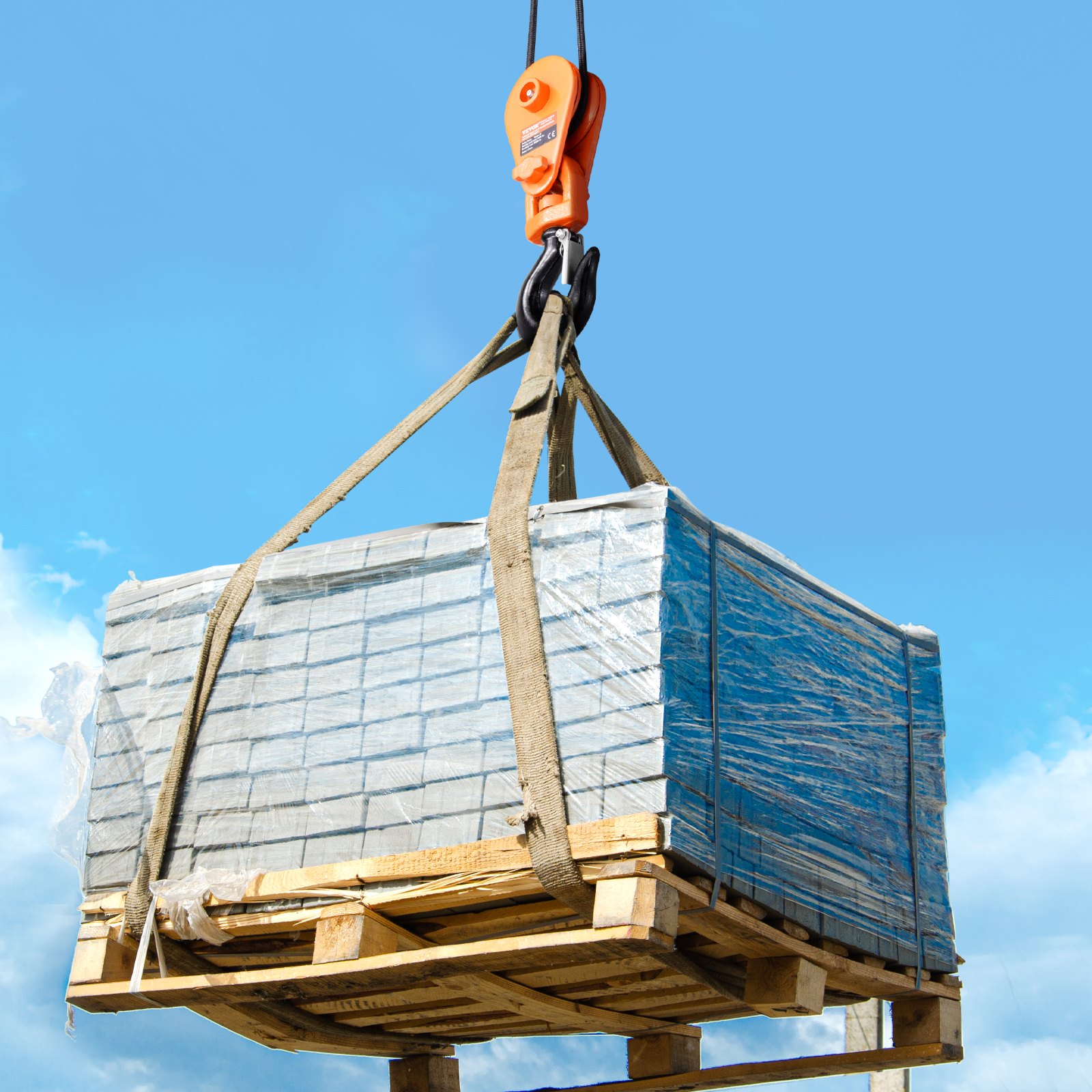 Bloque de arranque VEVOR de 2 toneladas con gancho giratorio, polea de 3", cable de acero de 3/8", polea de alta resistencia de 4400 lb para operaciones de remolque y recuperación en grúas, grúas de rescate, cabrestantes para transporte de automóviles