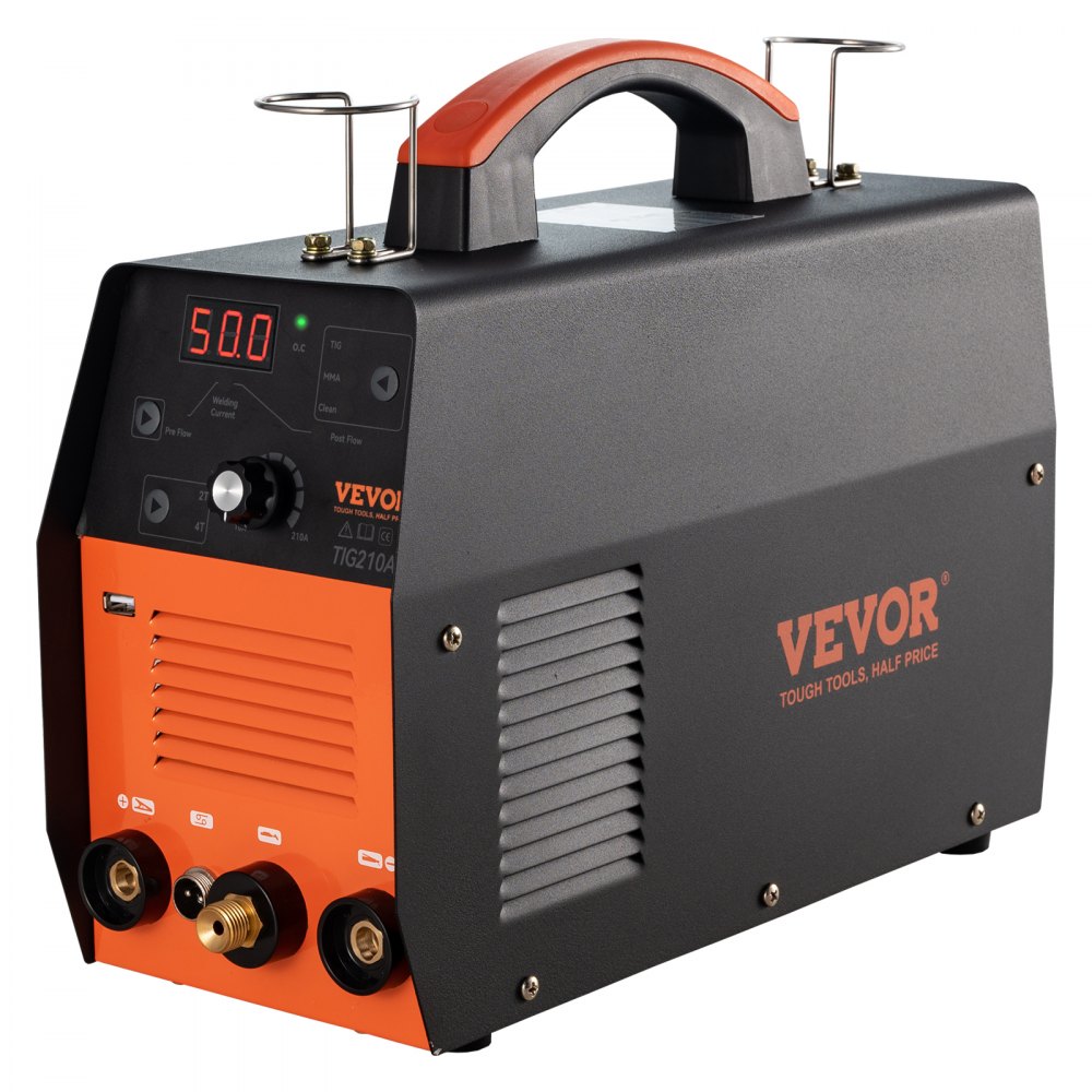 VEVOR Soldador TIG de 210 Amp, Soldador TIG 3 en 1, 110/220 V, Máquina de Soldadura HF TIG/Stick/Clean de Doble Voltaje con USB, Inversor IGBT y Antorcha, Soldador de Arco Digital
