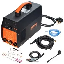 VEVOR Soldador TIG de 210 Amp, Soldador TIG 3 en 1, 110/220 V, Doble Voltaje HF TIG/Stick/Clean Soldadora con USB, Inversor IGBT y Antorcha, Soldador de Arco Digital