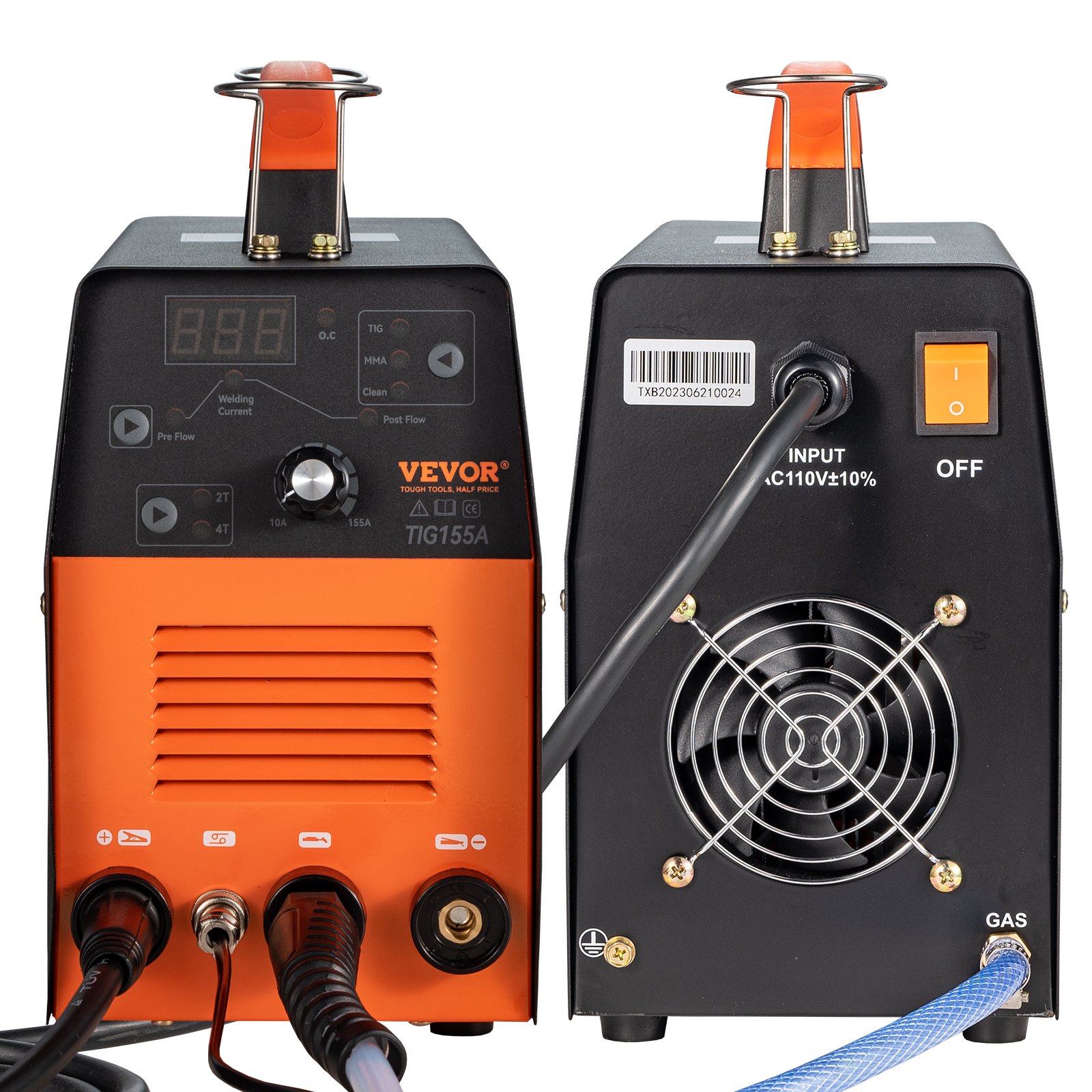 Soldador VEVOR TIG 3 en 1, máquina de soldadura TIG/Stick/Clean de alta frecuencia de 110V con inversor IGBT, soldador de arco Digital de 155Amp