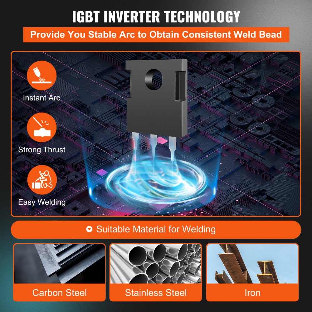 Soldador VEVOR MIG, Soldador de núcleo fundente 130A, Máquina soldadora combinada 3 en 1 MMA/MIG/LIFT TIG, Máquina de soldadura portátil MIG-130 Inversor IGBT, Soldador de alimentación automática de alambre para acero inoxidable, acero al carbono