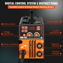 Soldador VEVOR MIG, Soldador de núcleo fundente 130A, Máquina soldadora combinada 3 en 1 MMA/MIG/LIFT TIG, Máquina de soldadura portátil MIG-130 Inversor IGBT, Soldador de alimentación automática de alambre para acero inoxidable, acero al carbono