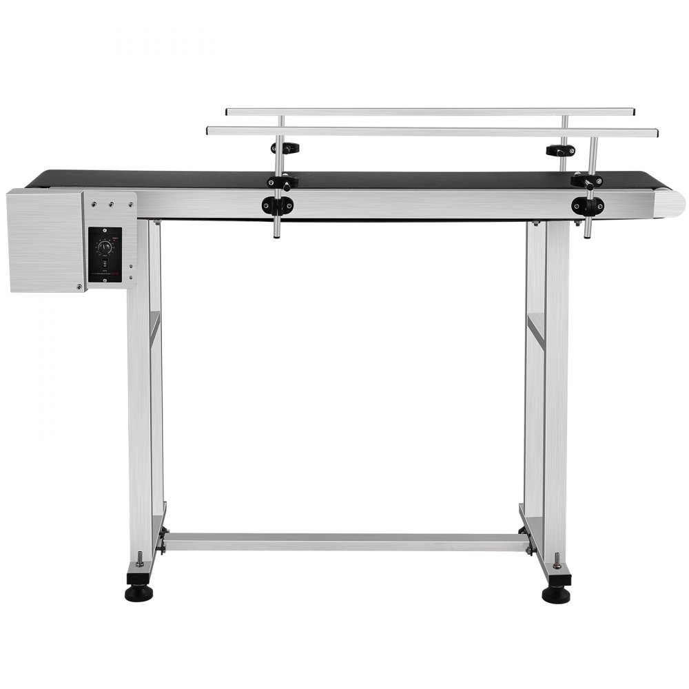 Cinta transportadora VEVOR Mesa transportadora de 59 x 7,8 pulgadas Cinta transportadora motorizada de acero inoxidable resistente para aplicaciones de codificación de inyección de tinta Cinta de goma de PVC antiestática (doble barandilla)