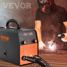 VEVOR Soldador MIG de 145 Amp, máquina de soldadura 3 en 1, máquina de soldadura de núcleo de flujo de 110 V con inversor IGBT y antorcha MIG, soldador multiproceso digital MIG/Lift TIG/Stick