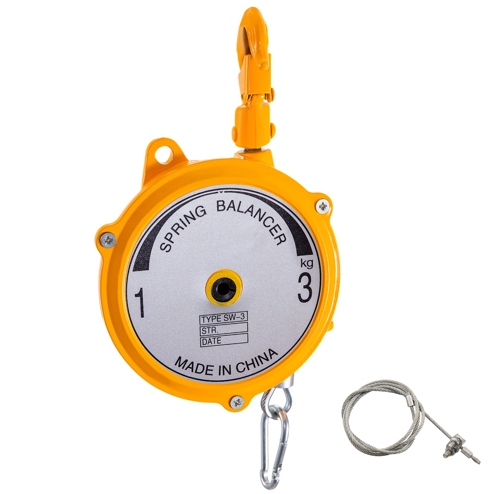 Balanceador de resorte VEVOR naranja sw-3 con capacidad de 1-3 kg y cable incluido.
