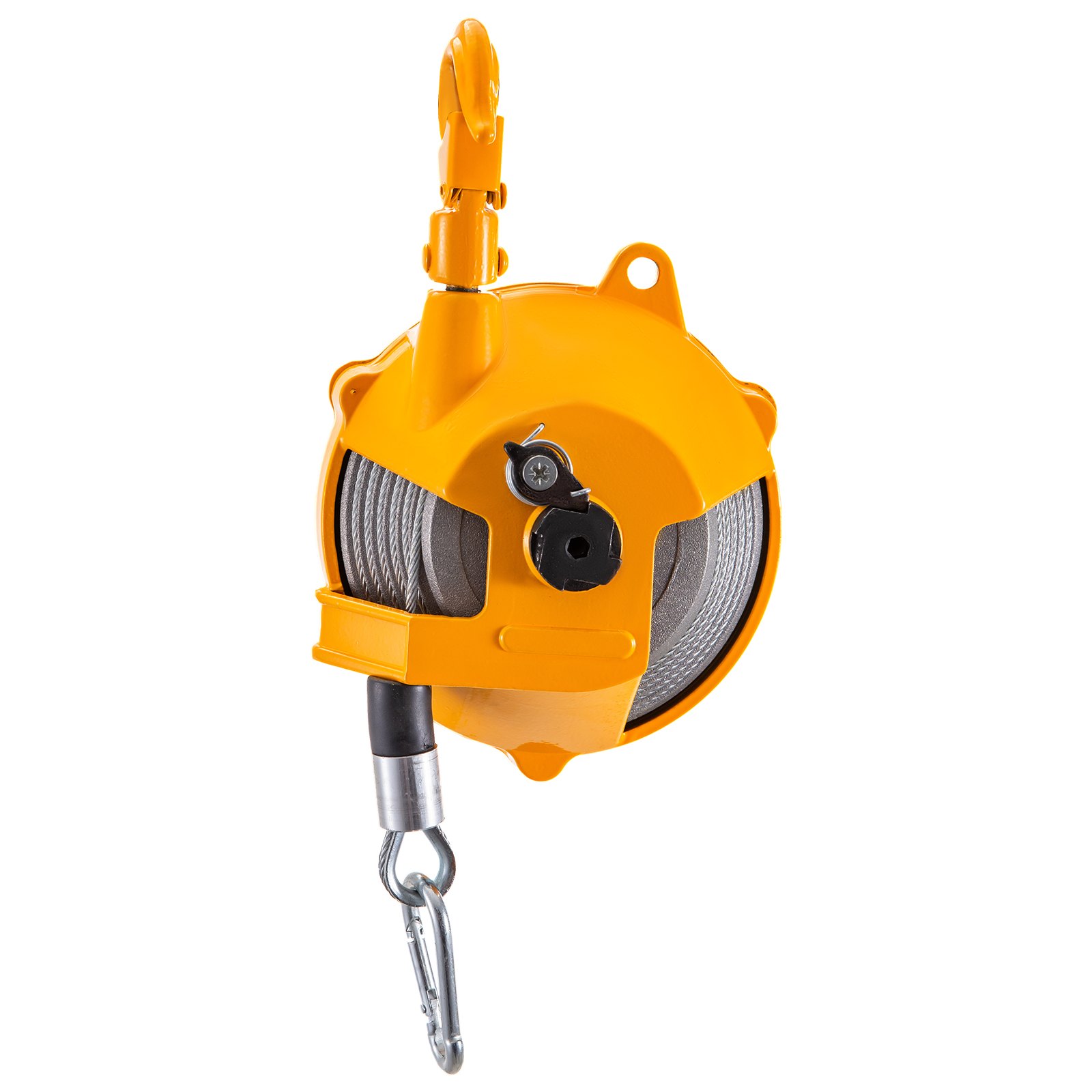 Equilibrador de resorte VEVOR con carcasa naranja y gancho de cable de metal.