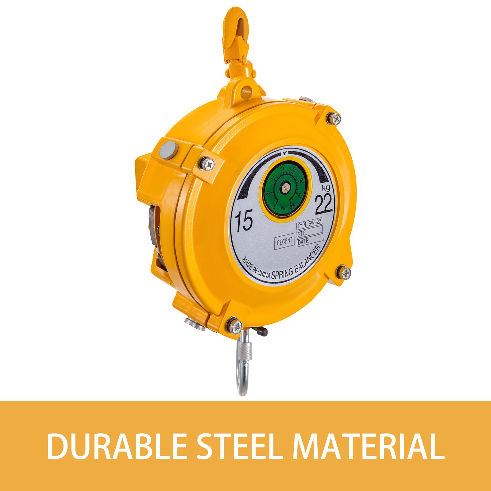 Balanceador de resorte VEVOR amarillo, 15-22 kg, material de acero duradero, gancho para colgar.