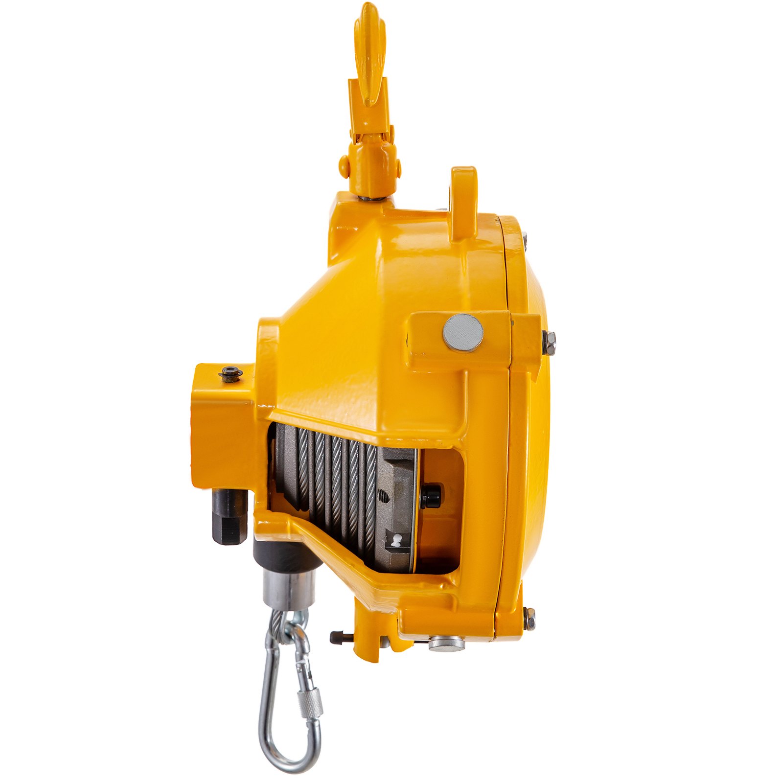 Equilibrador de resorte VEVOR amarillo con gancho y cable metálico.