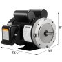 Motor de compresor eléctrico VEVOR, dimensiones: 14,5&quot; x 8,5&quot; x 8&quot;, diseño negro y plateado