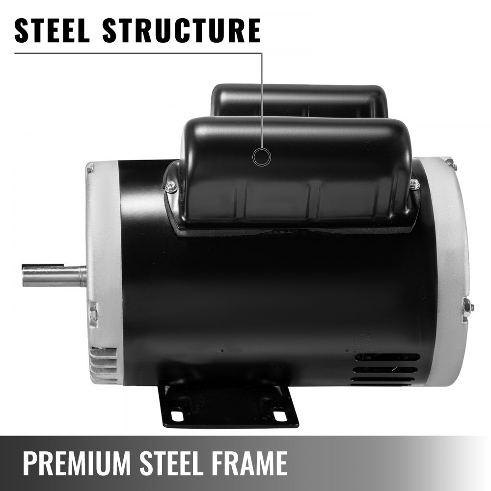 VEVOR Motor eléctrico de 5 Hp 3.1 KW Velocidad nominal 3450 RPM Motor monofásico AC 208-230V Motor de compresor de aire Traje para compresores de aire para el hogar y tiendas pequeñas