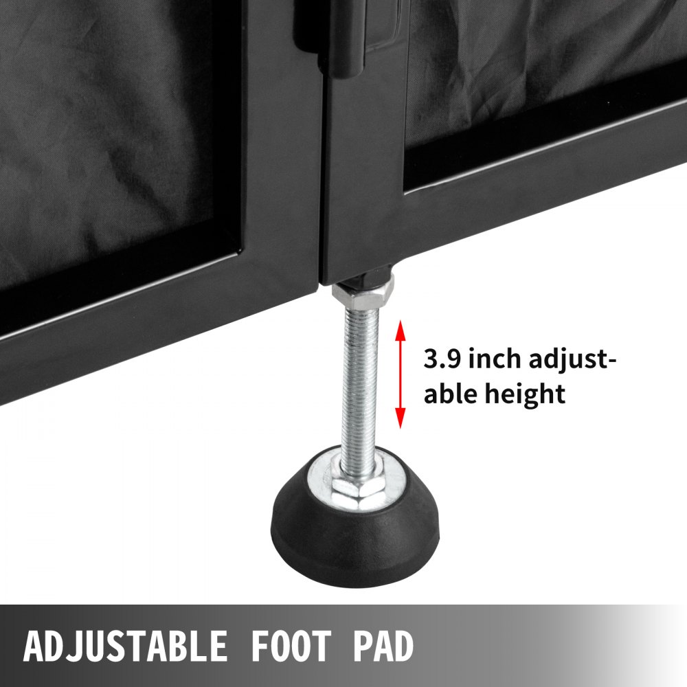 Mesa de fachada de DJ VEVOR con almohadilla para pies ajustable, que muestra una altura ajustable de 3,9 pulgadas.