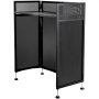 Mesa de fachada para DJ VEVOR compacta y elegante en color negro con patas y paneles de metal ajustables.