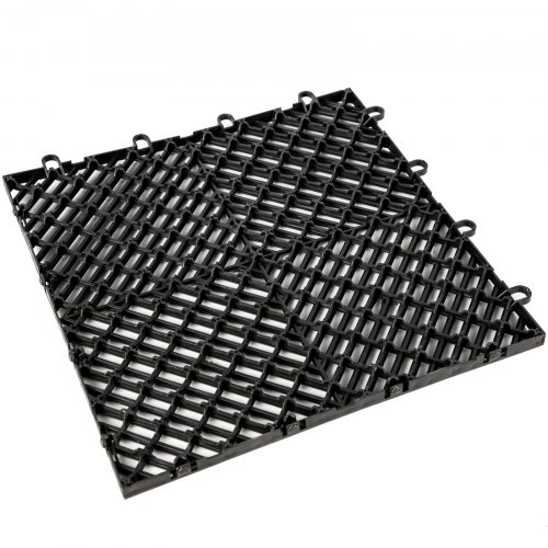 Baldosas de goma VEVOR entrelazadas 25 piezas negras, baldosas de drenaje de 12.0 x 12.0 x 0.5 in, baldosas de cubierta para exteriores, baldosas entrelazadas para exteriores, suelos de cubierta para piscina, ducha, baño, terraza, patio, garaje