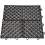 Azulejos entrelazados de caucho VEVOR negro con patrón de celosía y bordes entrelazados.