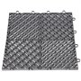 Azulejos entrelazados VEVOR de color gris con patrón de cuadrícula y pestañas de conexión en los bordes.
