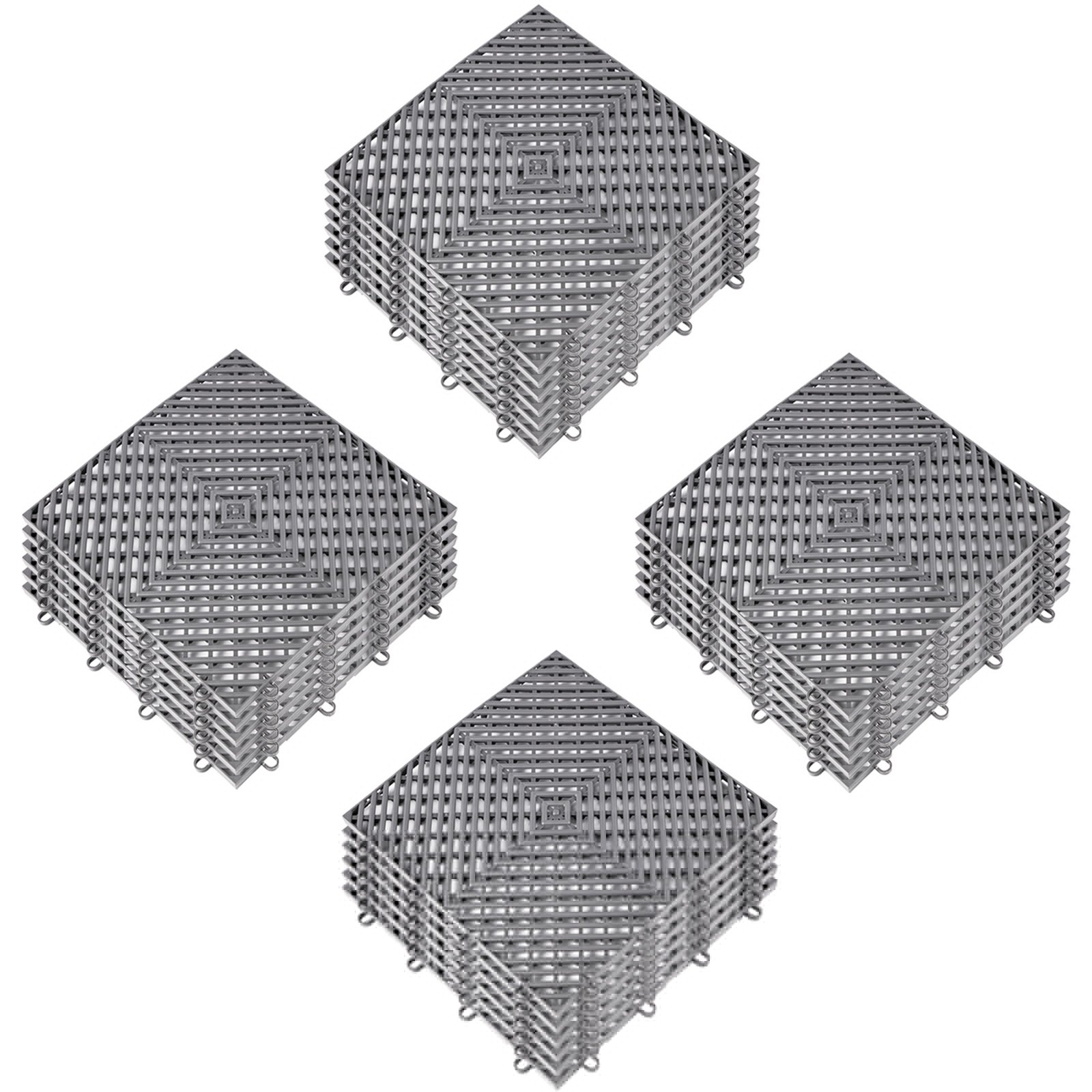 Azulejos entrelazados VEVOR, apilados en cuatro pilas ordenadas con un diseño de patrón de cuadrícula.