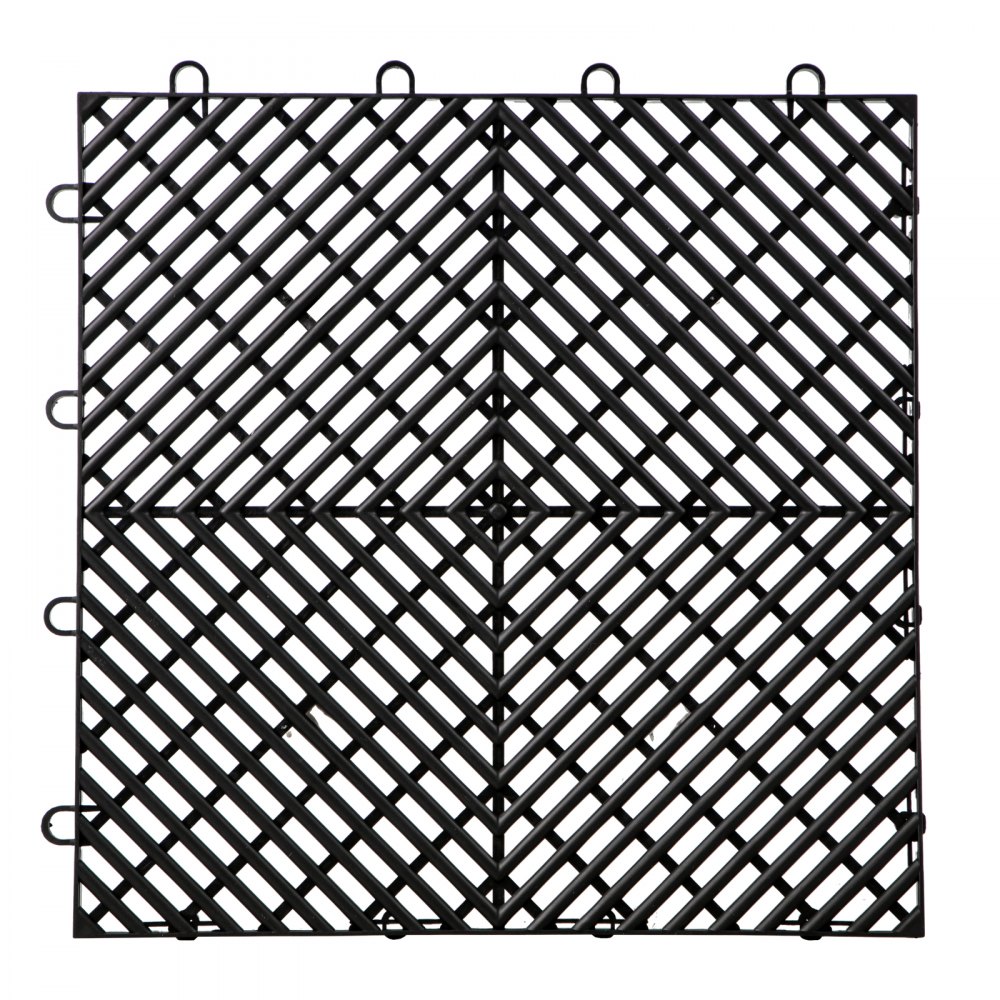 Azulejos de terraza VEVOR negros con patrón diagonal entrelazado para pisos de patio.