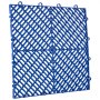 Azulejos de cubierta entrelazados VEVOR de color azul con patrón de diamantes y bordes entrelazados.