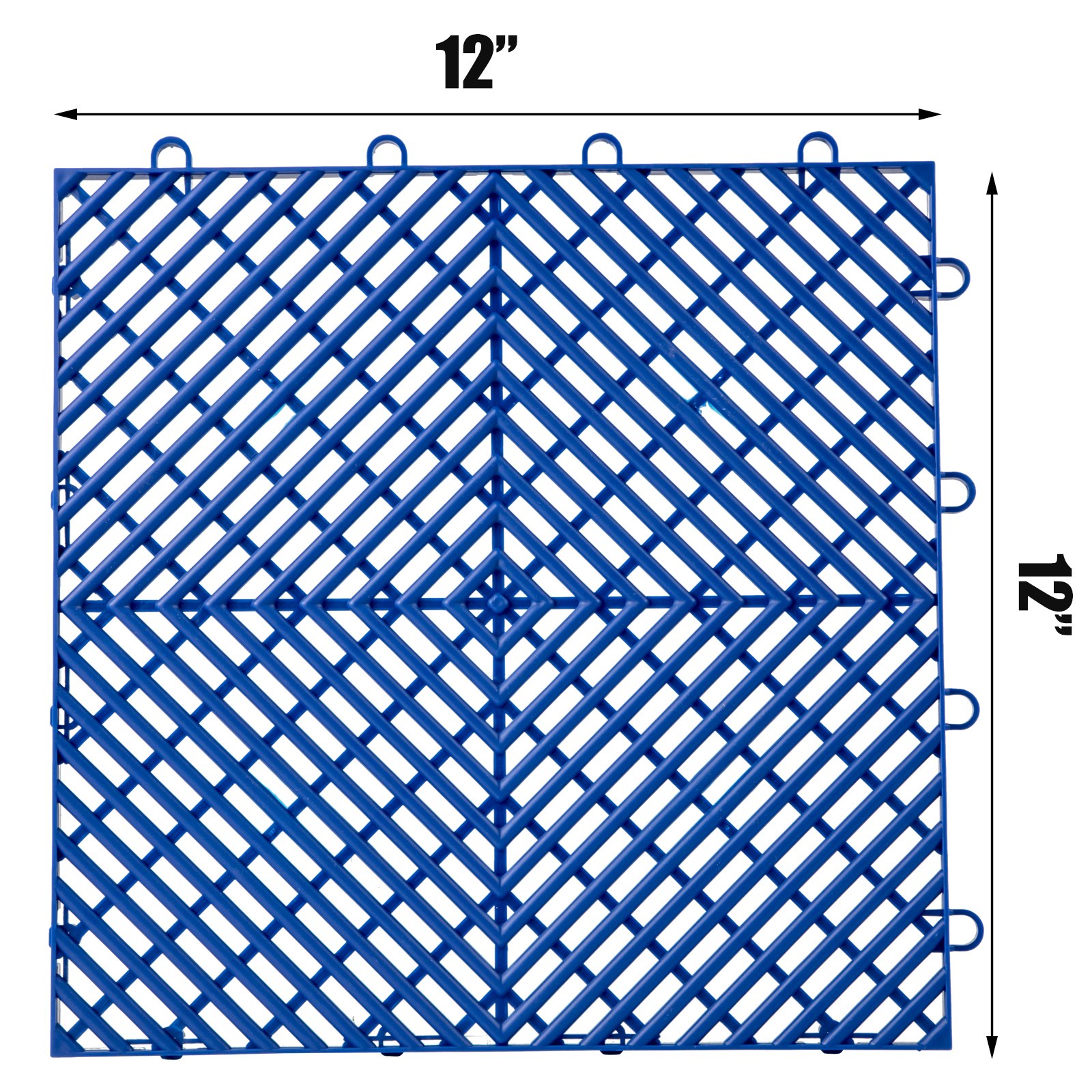 Azulejos de cubierta entrelazados VEVOR azules, tamaño 12&quot; x 12&quot;, patrón geométrico con bucles de conexión.