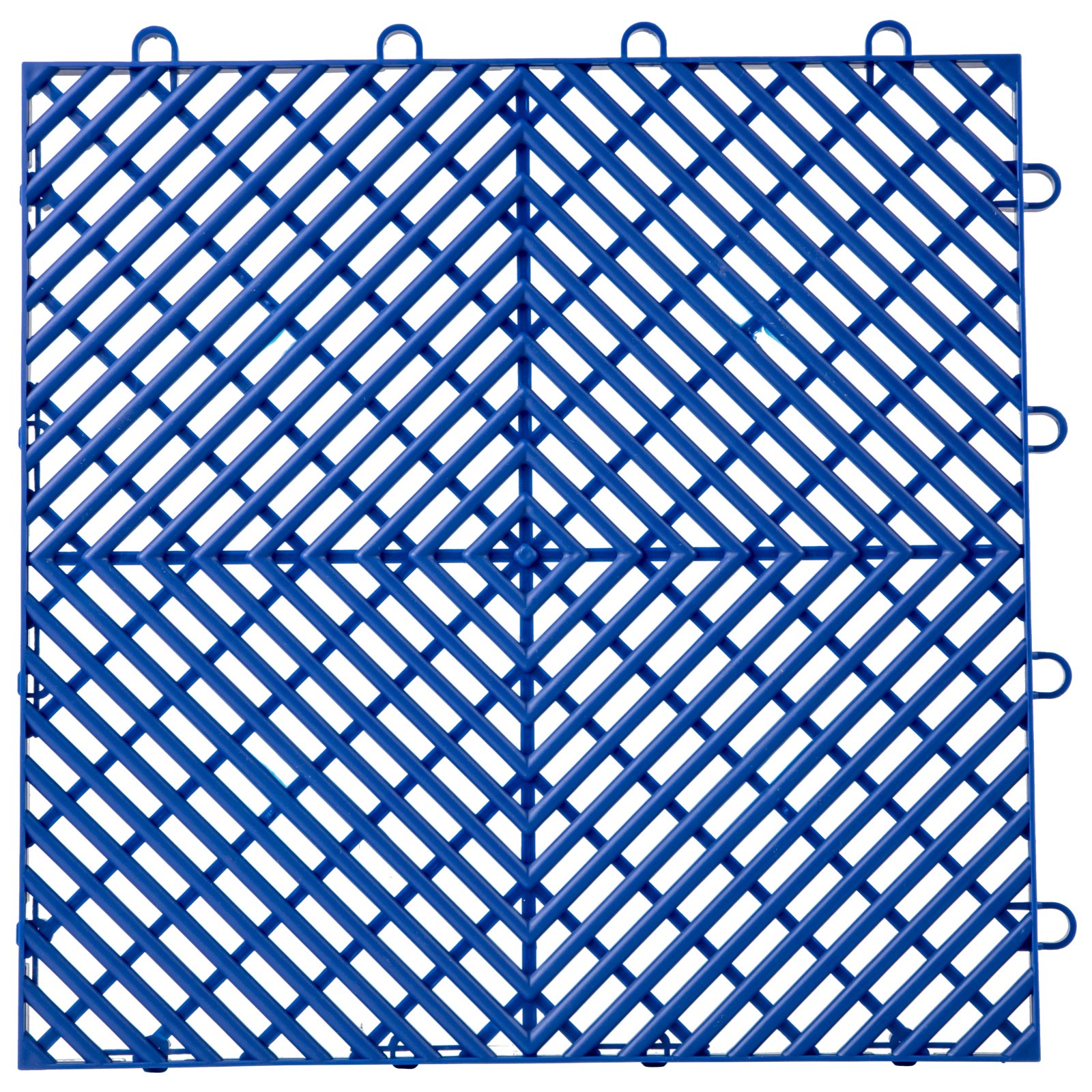 Loseta de cubierta entrelazada VEVOR azul con patrón de celosía diagonal y conectores de bucle.