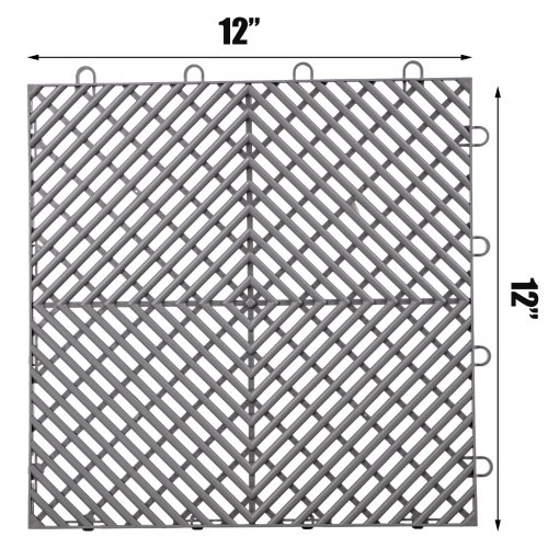 VEVOR Baldosas de Goma para Garaje 30,5 x 30,5 cm Baldosas de Suelo 50 PCS Gris