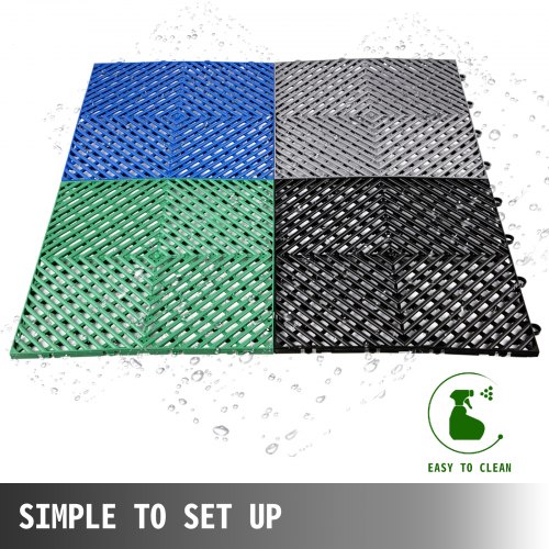 Baldosas VEVOR entrelazadas 55 piezas negras, baldosas de drenaje de 12.0 x 12.0 x 0.5 in, baldosas de cubierta para exteriores, baldosas entrelazadas para exteriores, suelo de cubierta para piscina, ducha, baño, terraza, patio, garaje