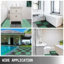VEVOR Azulejos entrelazados 55 piezas verdes, azulejos de drenaje de 12 x 12 x 0,5 pulgadas, azulejos de cubierta, azulejos de suelo al aire libre, azulejos entrelazados al aire libre, suelo de cubierta para piscina, ducha, baño, terraza, patio, garaje