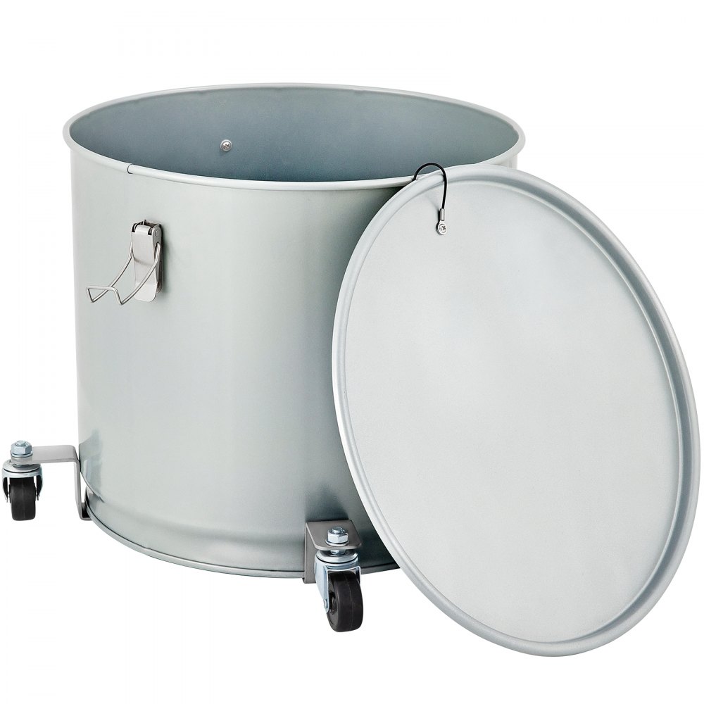 Cubo de grasa para freidora VEVOR, 8 galones/30 l, recipiente para filtro de aceite de acero al carbono revestido con base con ruedas, contenedor para desechar aceite con capacidad de 62 lb, contenedor de transporte con clip de cierre de tapa y bolsa de filtro de nailon, color plateado