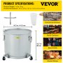 Cubo de grasa para freidora VEVOR, 8 galones/30 l, recipiente para filtro de aceite de acero al carbono revestido con base con ruedas, contenedor para desechar aceite con capacidad de 62 lb, contenedor de transporte con clip de cierre de tapa y bolsa de filtro de nailon, color plateado