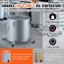Cubo para grasa de freidora VEVOR, contenedor para desechar aceite de 10 galones con base con ruedas, revestimiento antioxidante de acero al carbono, contenedor para transporte de aceite con tapa, clips de bloqueo, bolsa de filtro para filtrar aceite de cocina caliente, gris