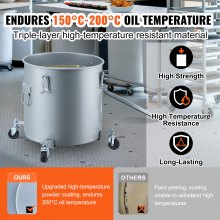 Cubo para grasa de freidora VEVOR, contenedor para desechar aceite de 10 galones con base con ruedas, revestimiento antioxidante de acero al carbono, contenedor para transporte de aceite con tapa, clips de bloqueo, bolsa de filtro para filtrar aceite de cocina caliente, gris