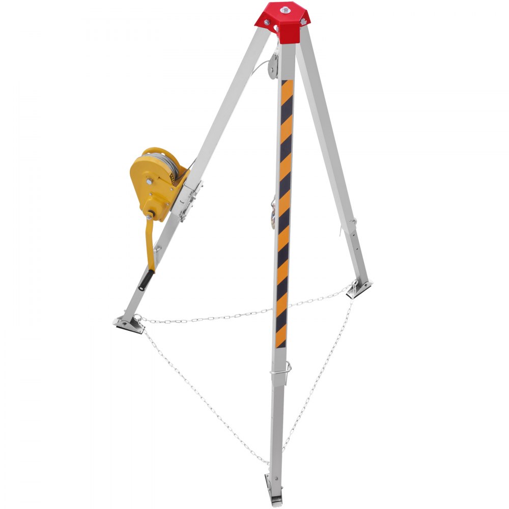 VEVOR Kit de trípode para espacios confinados, trípode para espacios confinados con patas de 7' y cable de 98', trípode de rescate para espacios confinados de 32.8', protección contra caídas, cabrestante de 1800 lbs, arnés, bolsa de almacenamiento