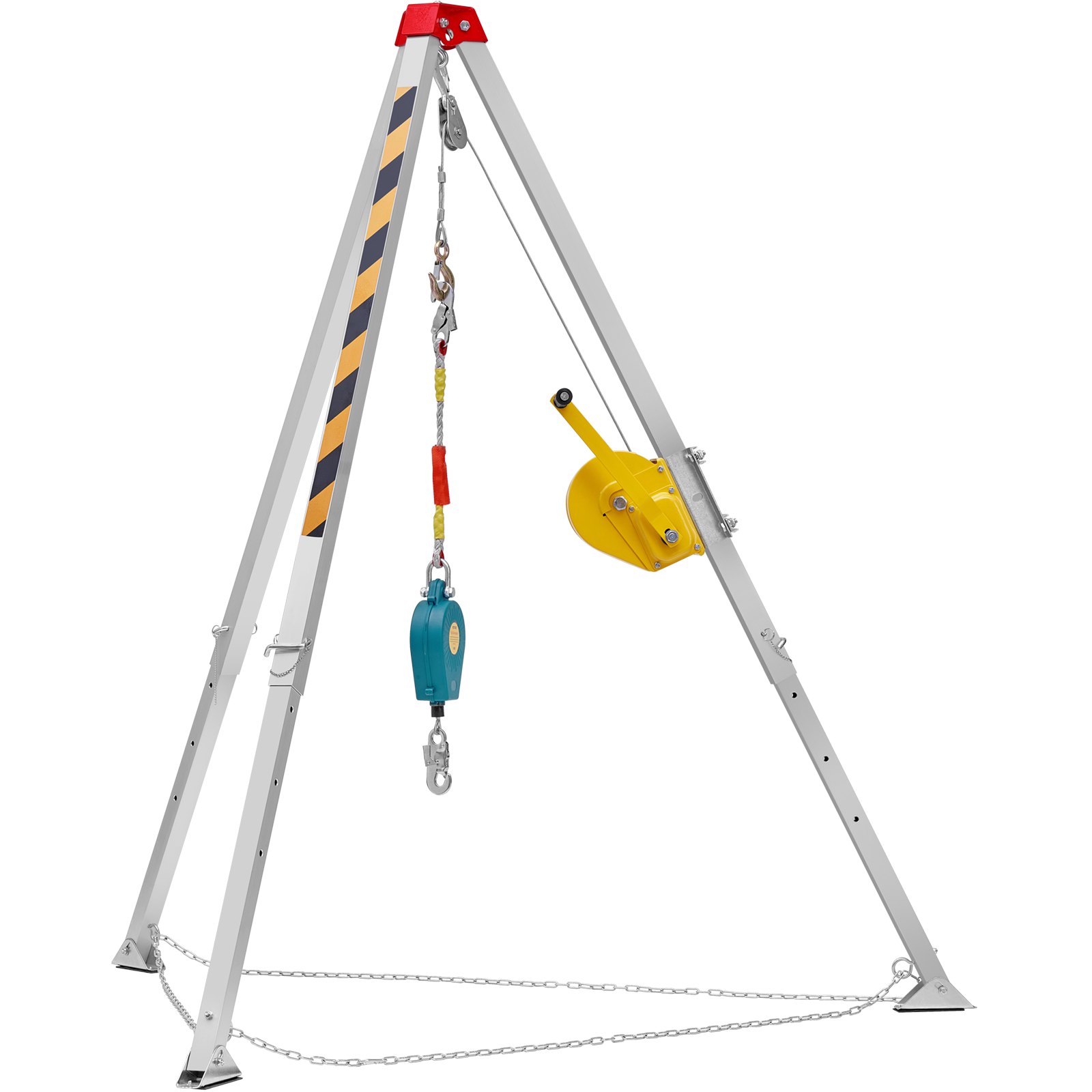 VEVOR Kit de trípode para espacios confinados, trípode para espacios confinados con patas de 7' y cable de 98', trípode de rescate para espacios confinados de 32.8', protección contra caídas, cabrestante de 1800 lbs, arnés, bolsa de almacenamiento