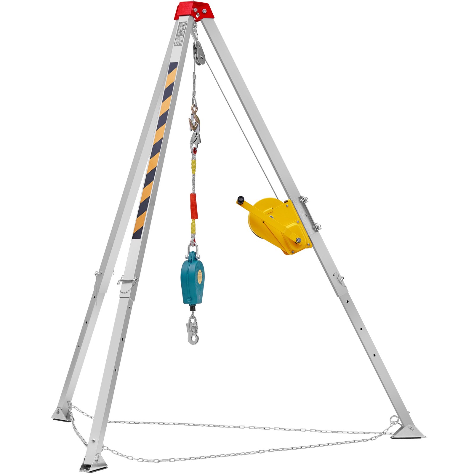 VEVOR Kit de trípode para espacios confinados, trípode para espacios confinados con patas de 8' y cable de 98', trípode de rescate para espacios confinados de 32.8', protección contra caídas, cabrestante de 2600 lbs, arnés, bolsa de almacenamiento